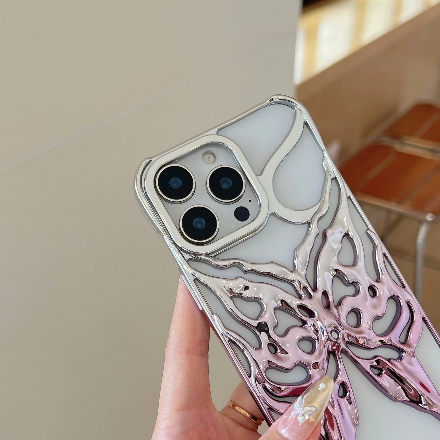 Plating Butterfly Hollow Out Gradient Color Soft Phone Case for iPhone 11 12 13 14 15 16 Pro Max Heat Dissipation Cooling Cover