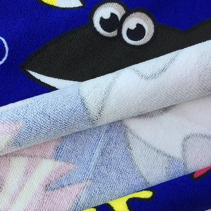 60-120cm Kids Hooded Bath Beach Poncho Towels Baby Quick Dry Bathrobe Child Cartoon Cloak Poncho Towels Microfiber Swim Cover-up