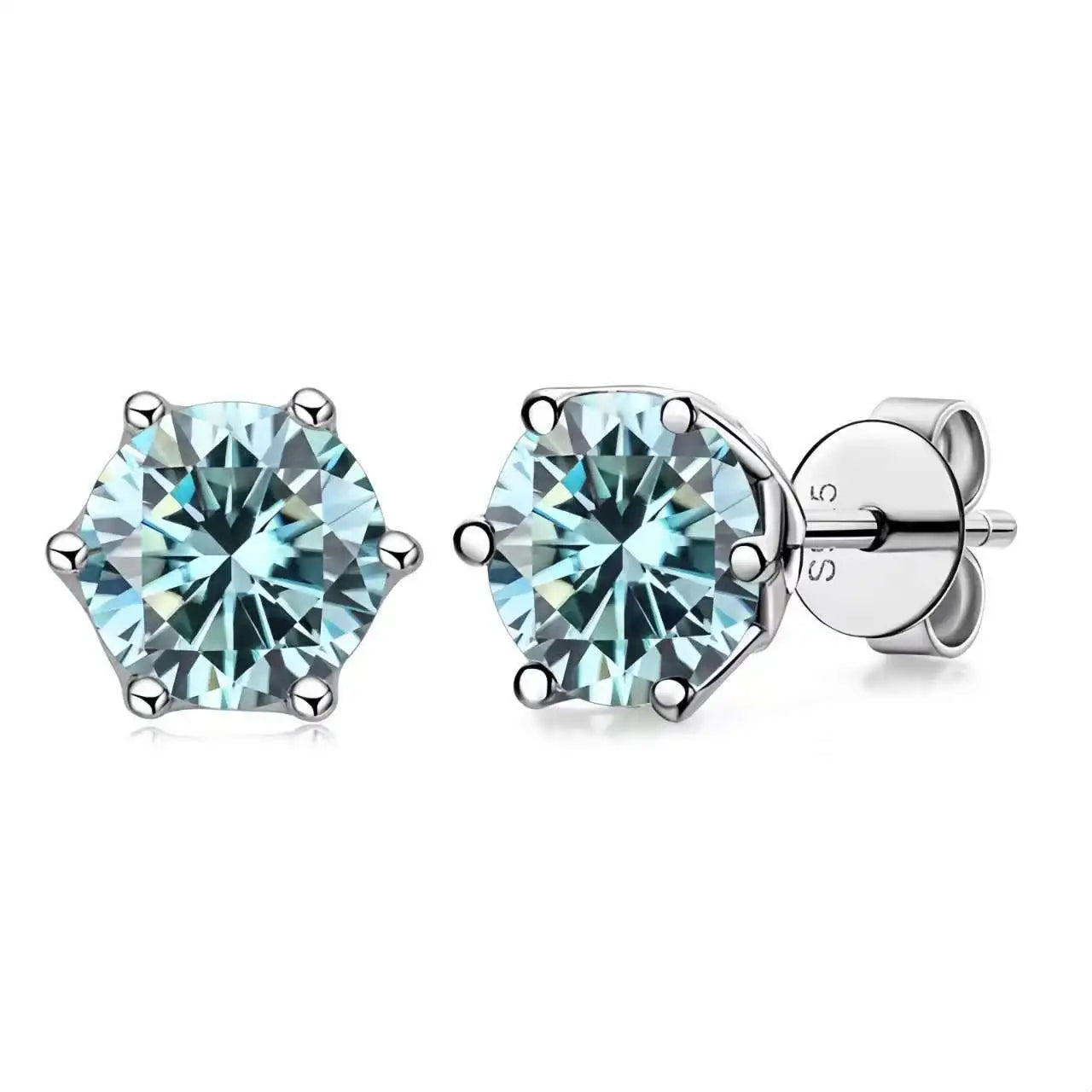 1Ct Vvs D Color Moissanite Russian Cut 8H8A Lab Diamond Stud Earrings for Women S925 Sterling Silver Fine Jewelry