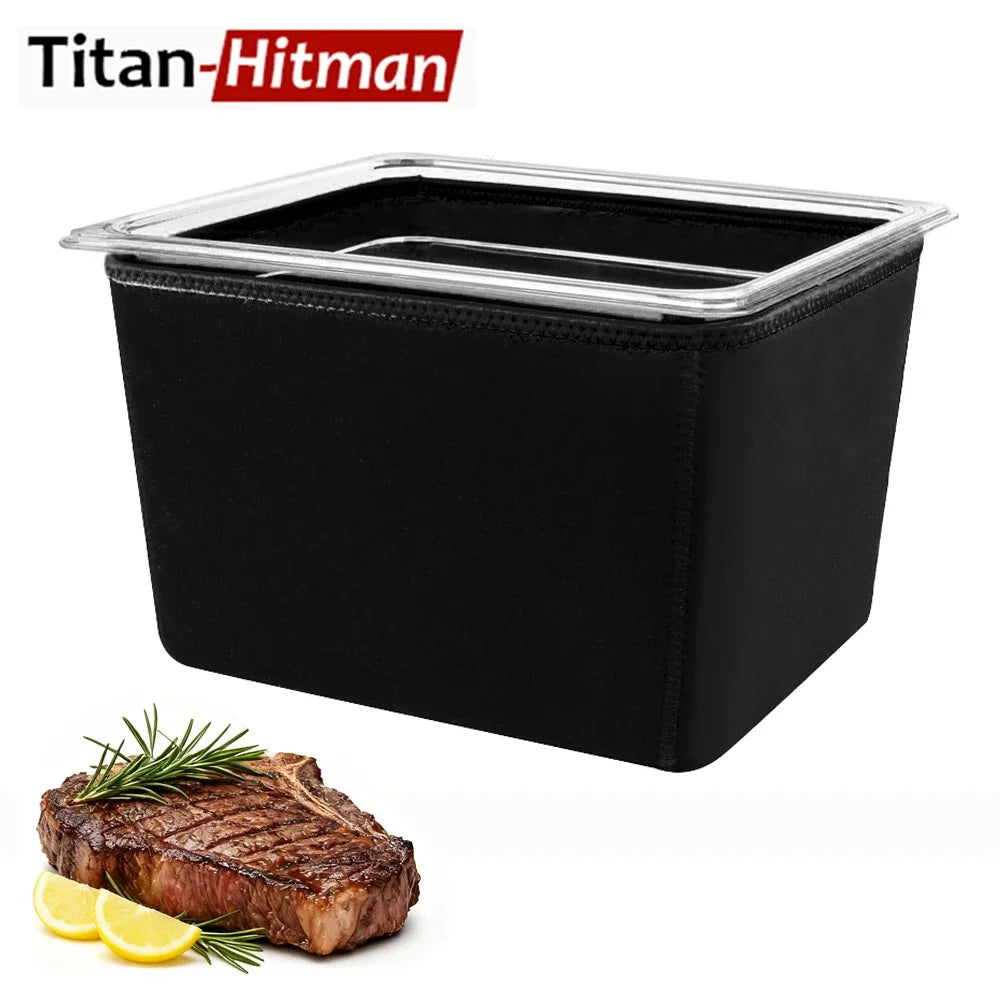 Low Temperature Slow Stew Cooker Recirculator Immersion Thermostatic Container 11L/12 Quart with Black Insulated Cover Home