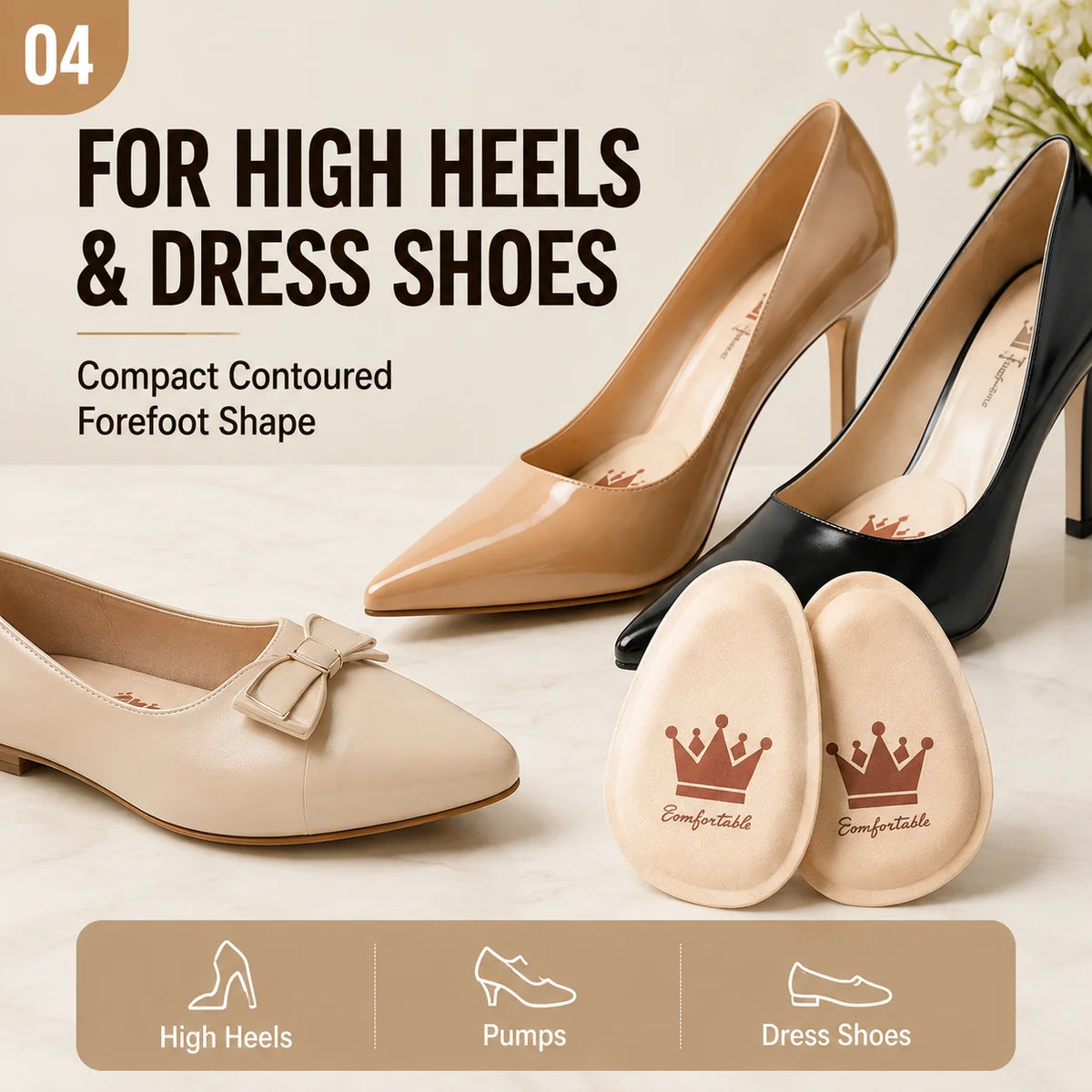 Women Forefoot Pad Pain Relief Insert Half Insoles High Heel Shoes Non-slip Cushion Shoe Breathable Sweat Absorbing Foot Pads