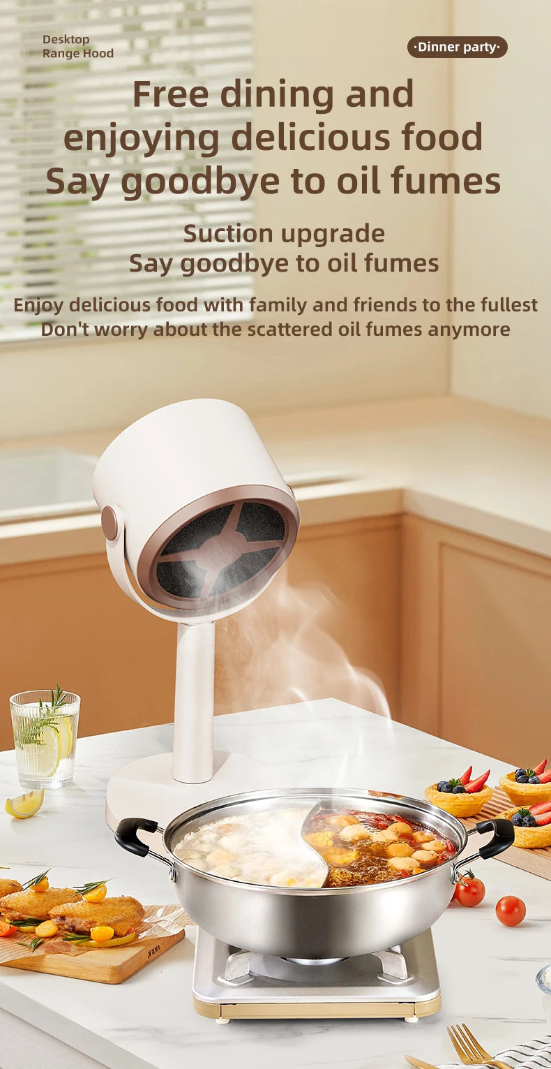 Electric Desktop Range Hood USB Adjustable Angle Portable Mini High Suction Power Exhaust Fan for BBQ Hot Pot Kitchen Appliance