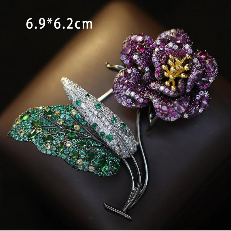 2026 Woman Brooches Luxury Designer Rose Butterfly Dragonfly Vase Bow Broche Pin Micro-inlaid Zircon Elegant Coat Accessories