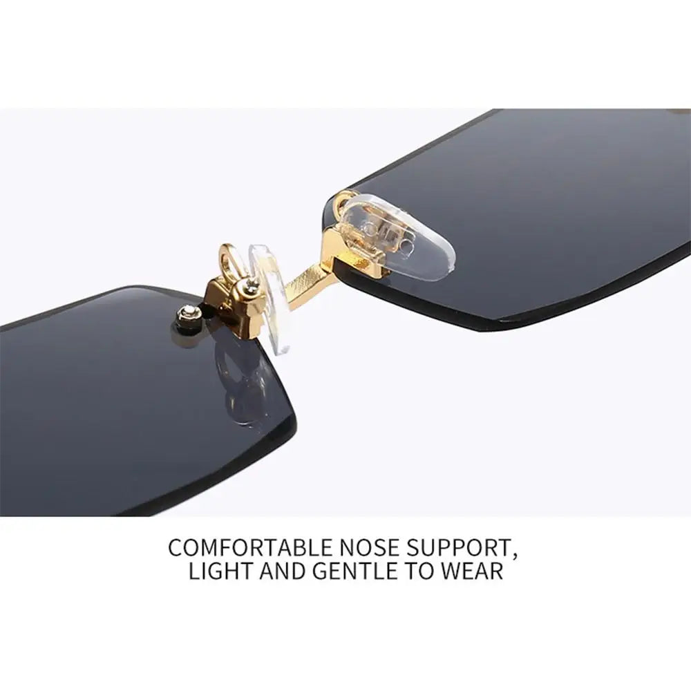 Rimless Sunglasses Rectangle Fashion Popular Women Men Shades Small Square Sun Glasses For Female male Summer Traveling Oculos
