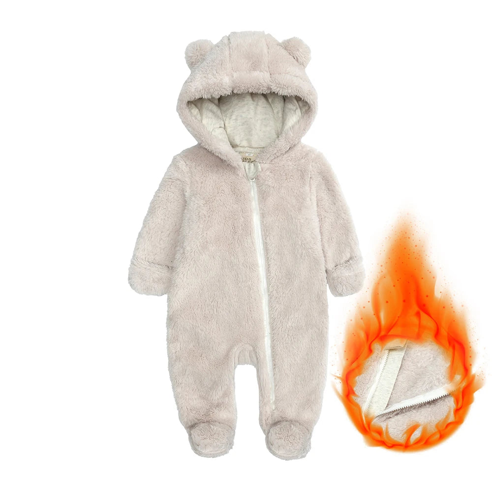 New Arrivals Toddler Baby Clothes Romper Boys Girls Pajamas For Kids Fleece Warm Hooded Overalls Infant Jumpsuit Newborn Outfits