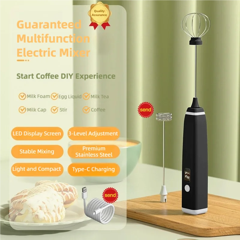 TINSOL Wireless Electric Milk Frother Multi-Function Blender Egg Whisk and Mixer Ideal for Crafting Coffee and Cappuccino Foam