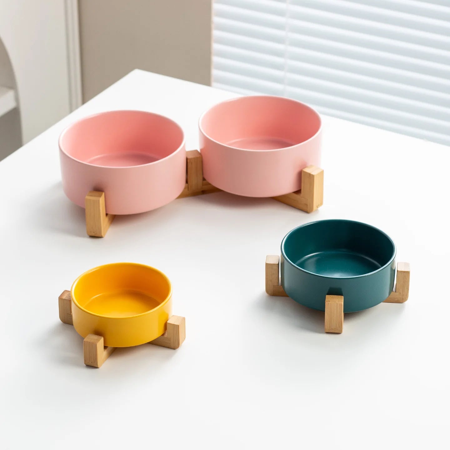 2026 Double Pet Bowl  Elevated Food Water Feeder For Cats And Dogs Neck Protection Simple Style Pet Supplies