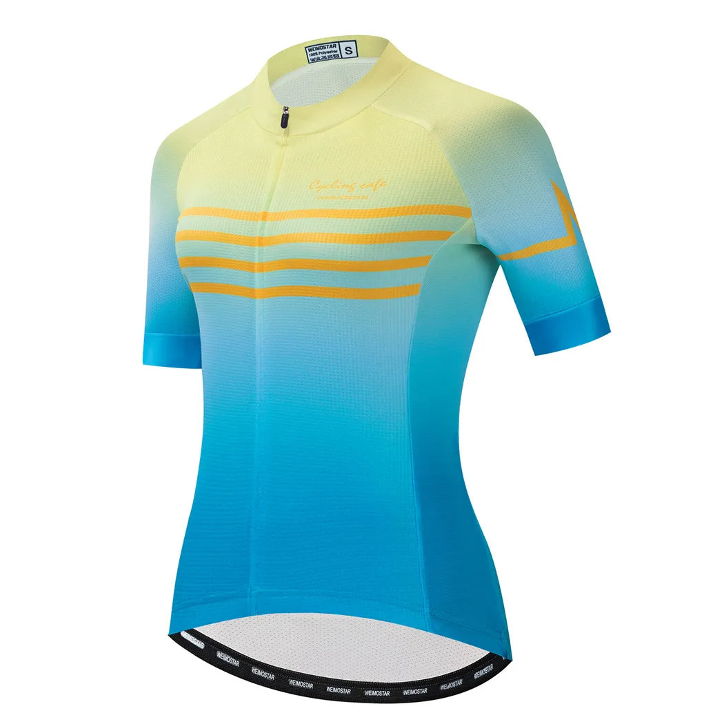 Blue Black Womens Cycling Jersey Pro Team Cycling Clothing Summer MTB Bike Jersey Breathable Bicycle Shirt Maillot Ciclismo