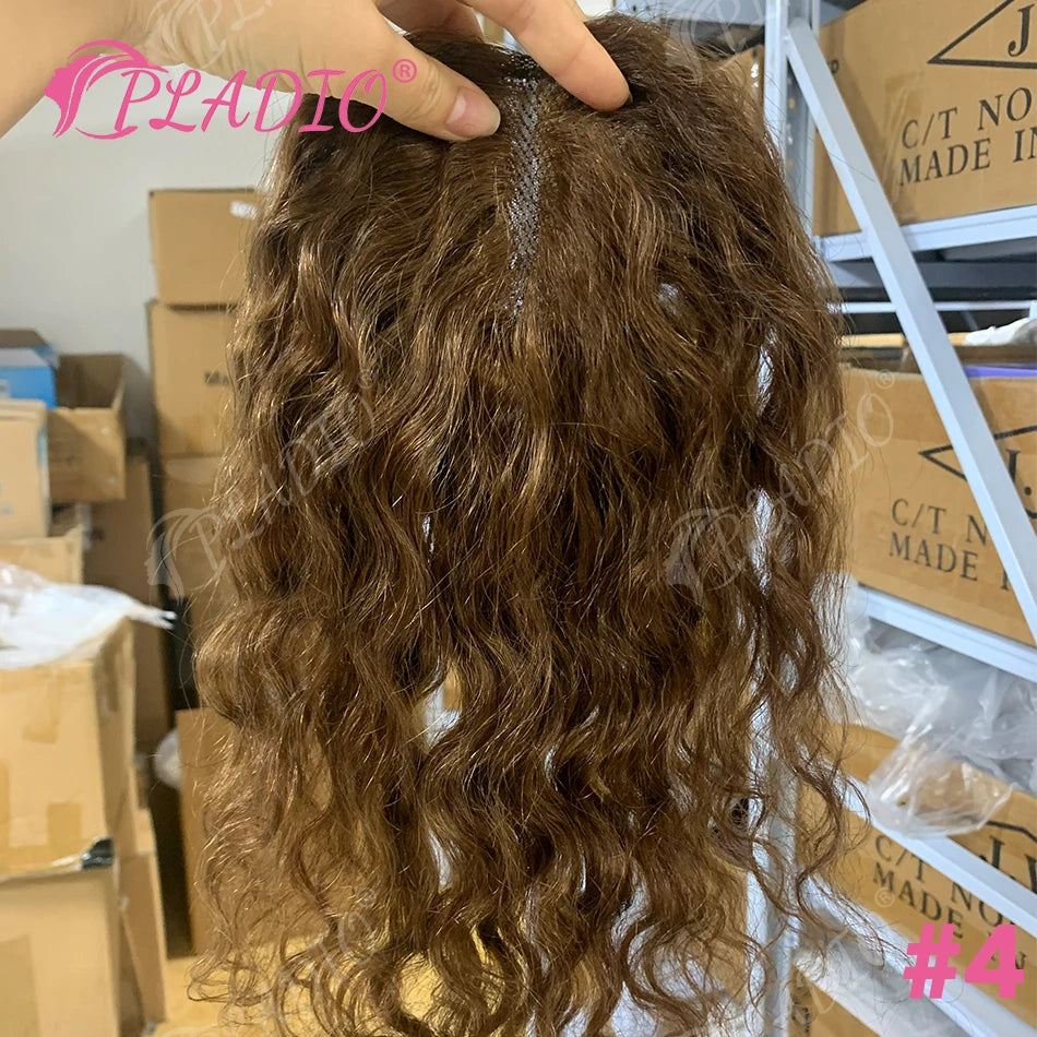 Real Human Hair Toppers for Women Clip In Curly 9x14cm 12 Inch Natural Black Breathable Mesh Base for Thinning Hair Add Volume