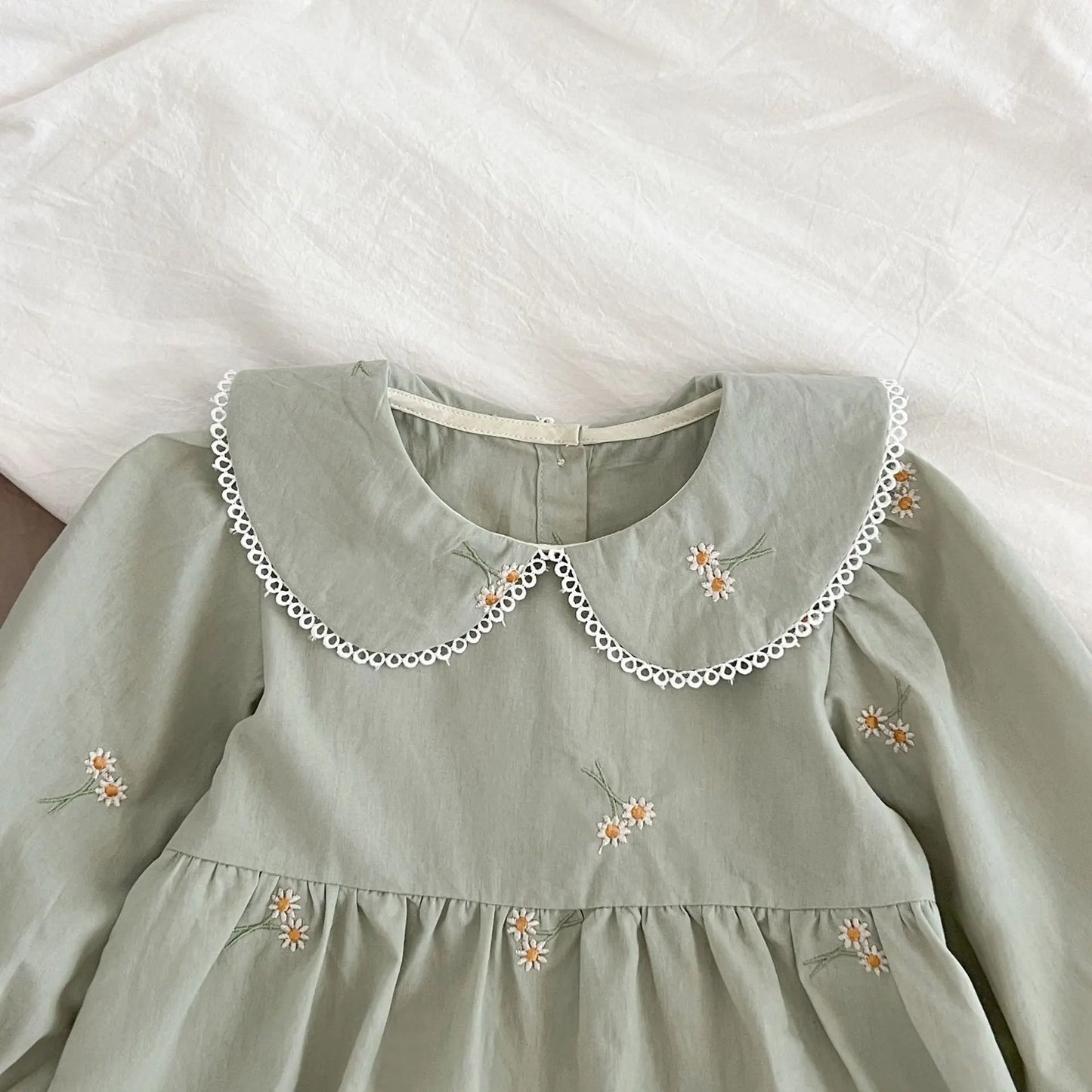 0-24M New Newborn Baby Girl Lapel Korean Style Bodysuit Autumn Long Sleeved Cotton Embroidery Climbing Suit Baby Girl Clothing