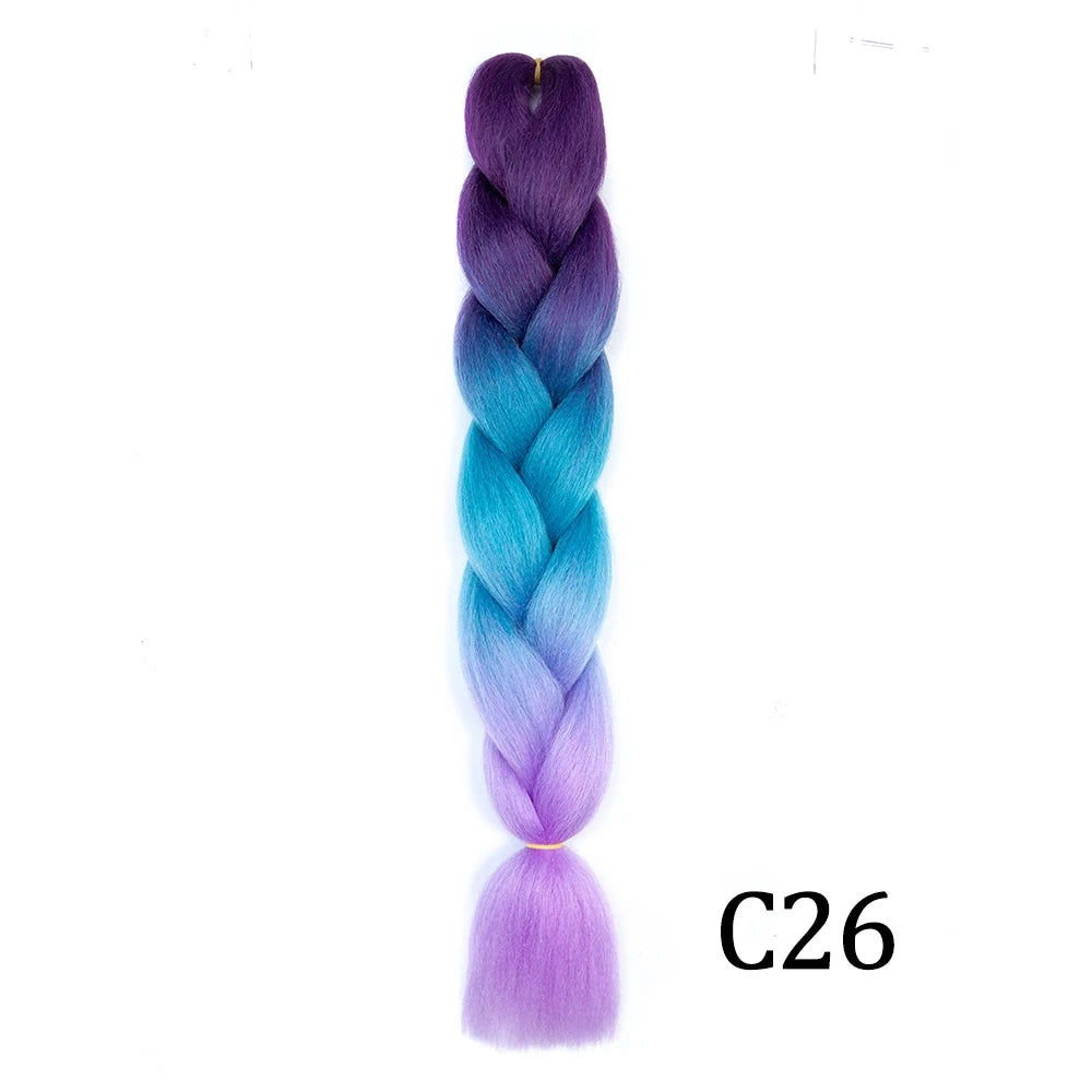 Synthetic 24Inch Long Jumbo Braids Extensions Yaki Straight Braiding Hair Afro Ombre Color Hair for Women
