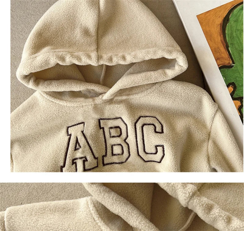 Children's Suit 2023 Fall And Winter Padded Thickened Leisure Boys And Girls New Letters ABC Kids Suit 2-7 Years Old
