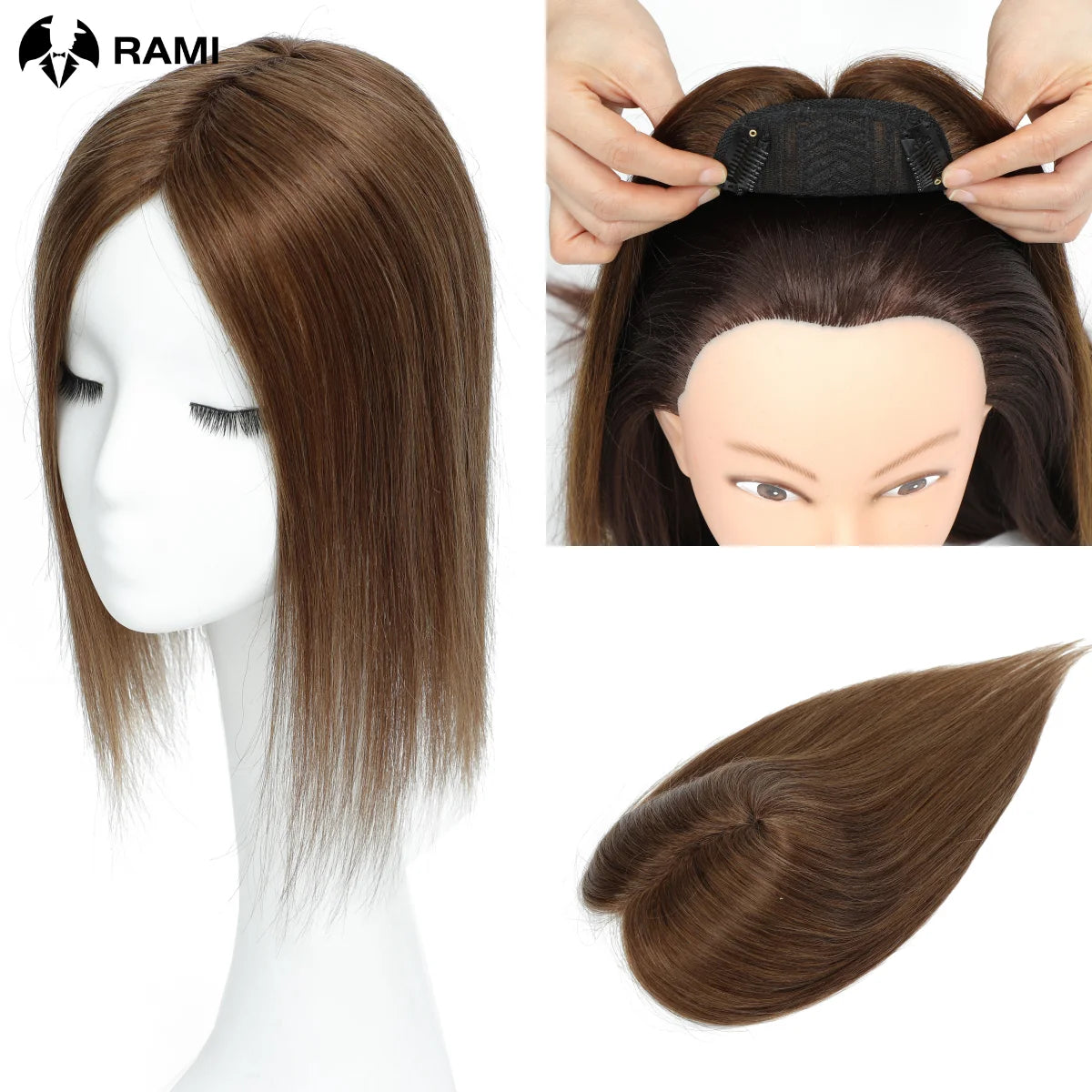 Natural Hair Topper Human Hair Accessories For Women Straight Hair Clips Wigs 18inch Lady Hairpieces Machine Made Base Toppers