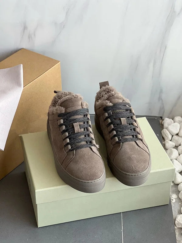 Withered Top Quality Vintage Comfortable Shoes Nordic Winter Snow Shoes Women Sheep Suede Wool Sneakers Women