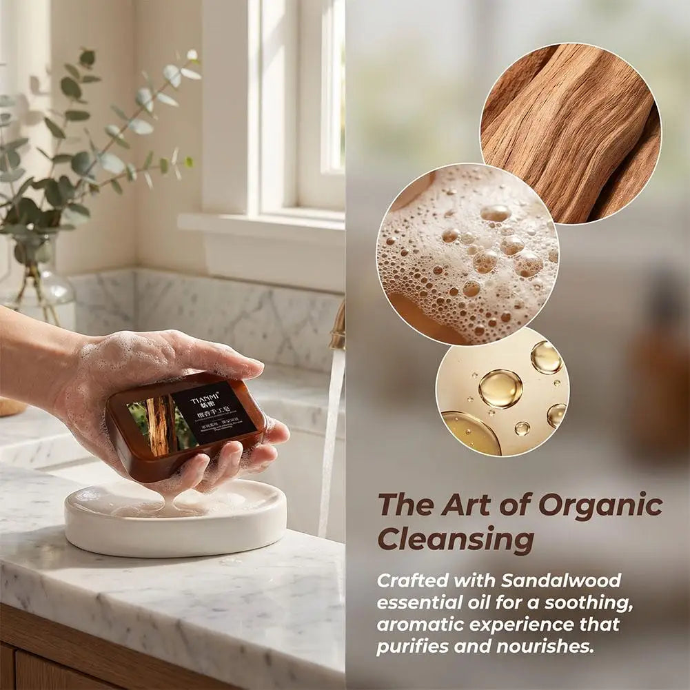 Sandalwood Soap Cleansing Soap,Handmade Bath Deodorant Moisturizing Shower, Long Lasting Plant Based Body Soap For Men & Women