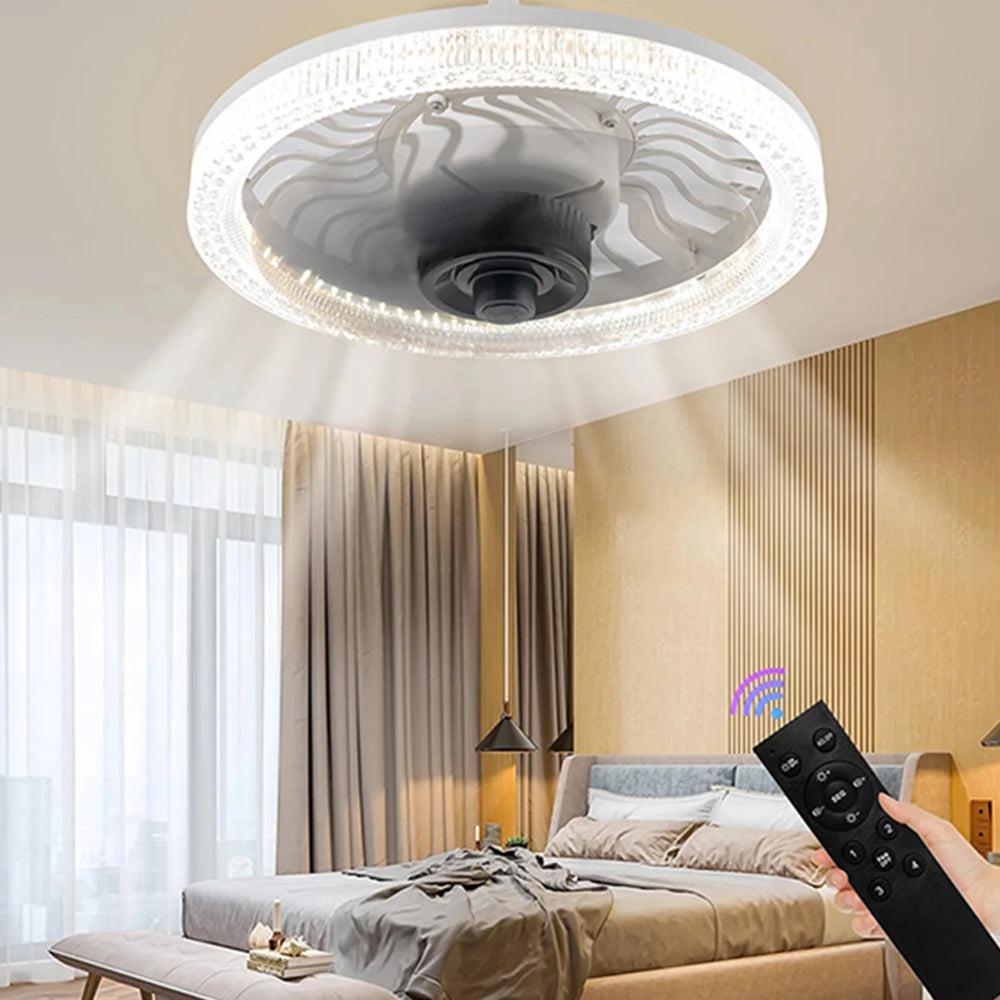Modern Ceiling Fan With LED Light And Remote Control E27 Fan Lamp 4 Speed 360° Circulating Air For Kitchen Room Home Lighting