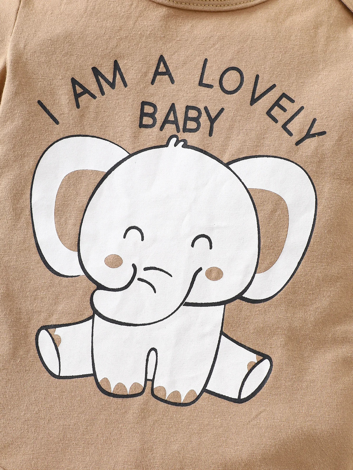 Four-Piece Set for Newborn Boys, Autumn and Winter Season Casual Cute Style, Lively Elephant Print Unisex Romper Four-Piece Set