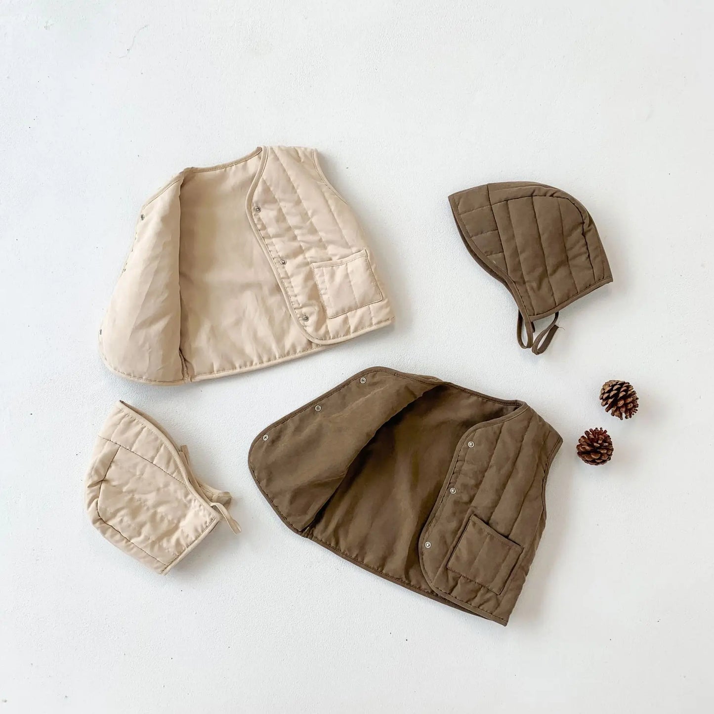Korean Baby Vests Hat Set Fall Spring Kids Waistcoat for Girls Boys Jackets for Children Outerwear Coats Toddler Infant Clothes