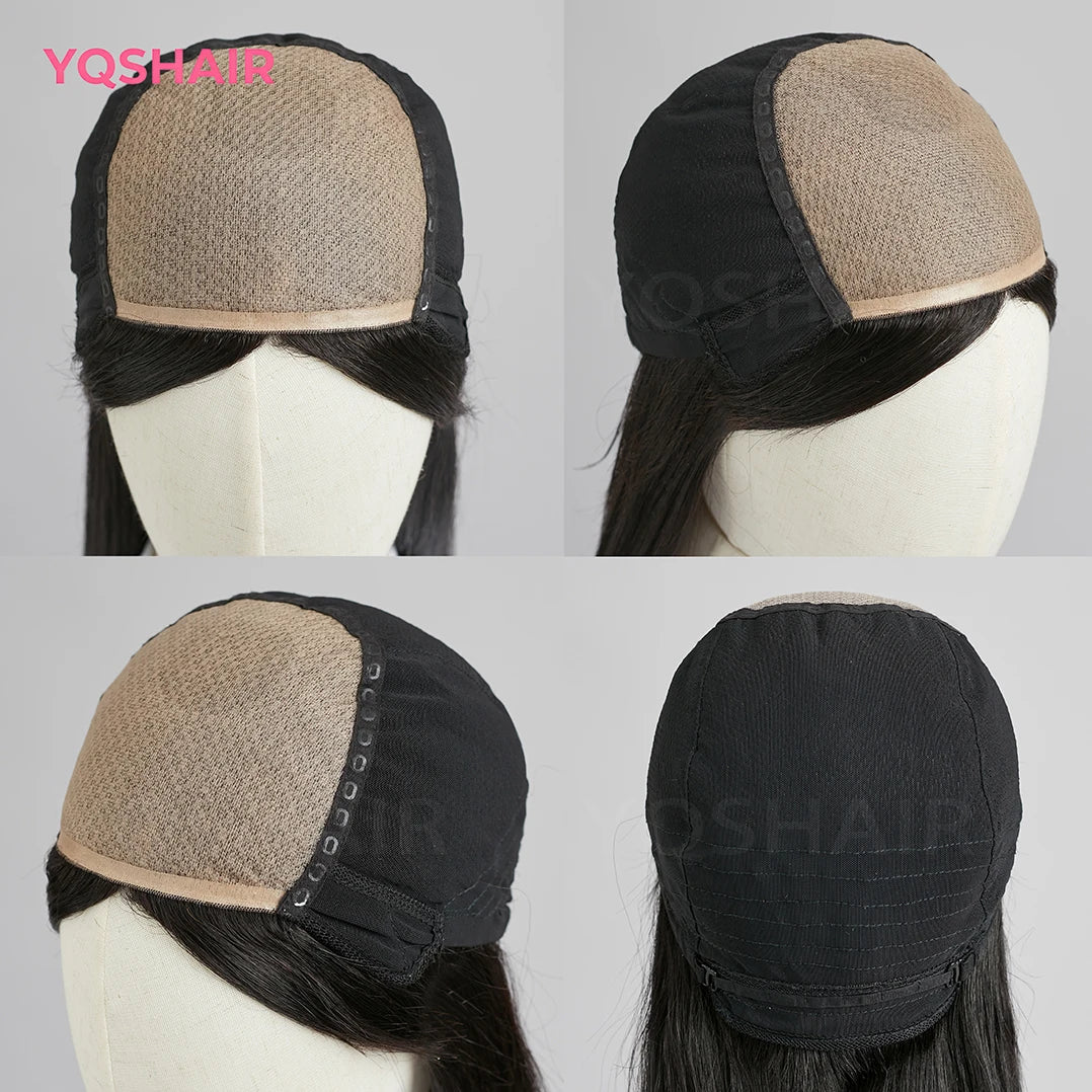 2# Dark Brown with Bangs 6x6“ Silk base Top Wig Glueless for Women 24inch Remy 100% Human Hair Wigs with Elastic Net PU Around