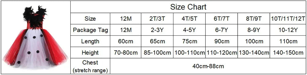 Halloween Crulla Cosplay Costume Cruella Tulle Dress Party Girls Black White Carnival Kids Cruella Wig Lace Mask Suit Clothes