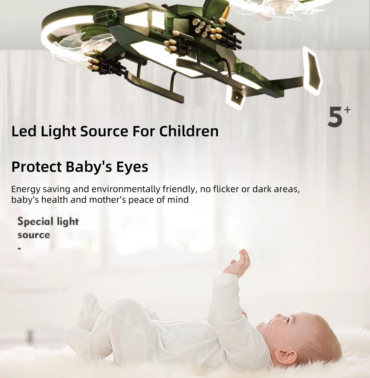 Kids Plane Ceiling Fan With Lights For Bedroom Study Kindergarten Children's Room Decoration Led Lighting Lustre Chandelier Lamp