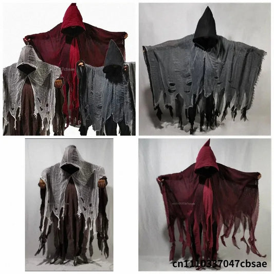 Halloween Ghost Dementor Cosplay Costume Adult Gothic Horror Zombie Tattered Hooded Capes Unisex Party Cosplays Cloaks New 2026