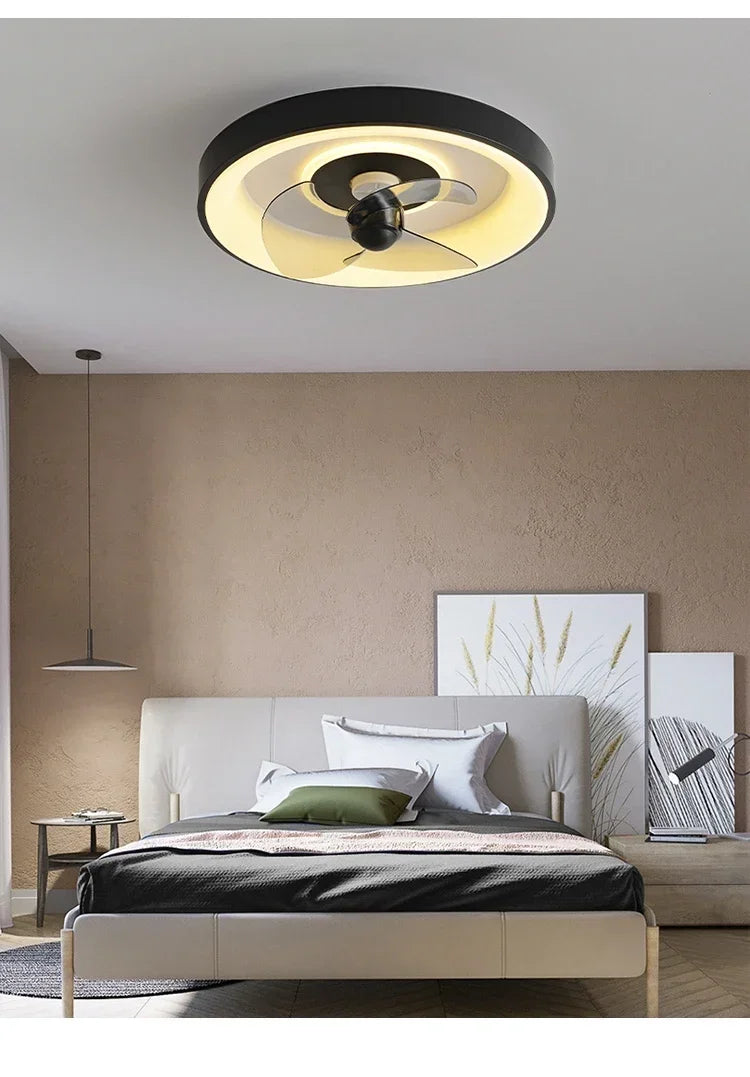 Bedroom fan lamp minimalist round modern minimalist dining room fan integrated master bedroom ceiling lamp electric fan 220V