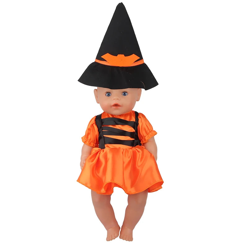 Halloween Doll Clothes Festival Pumpkin, Skeleton Costumes For 18 Inch American&43cm Baby New Born,OG,Life Girl Doll Accessories