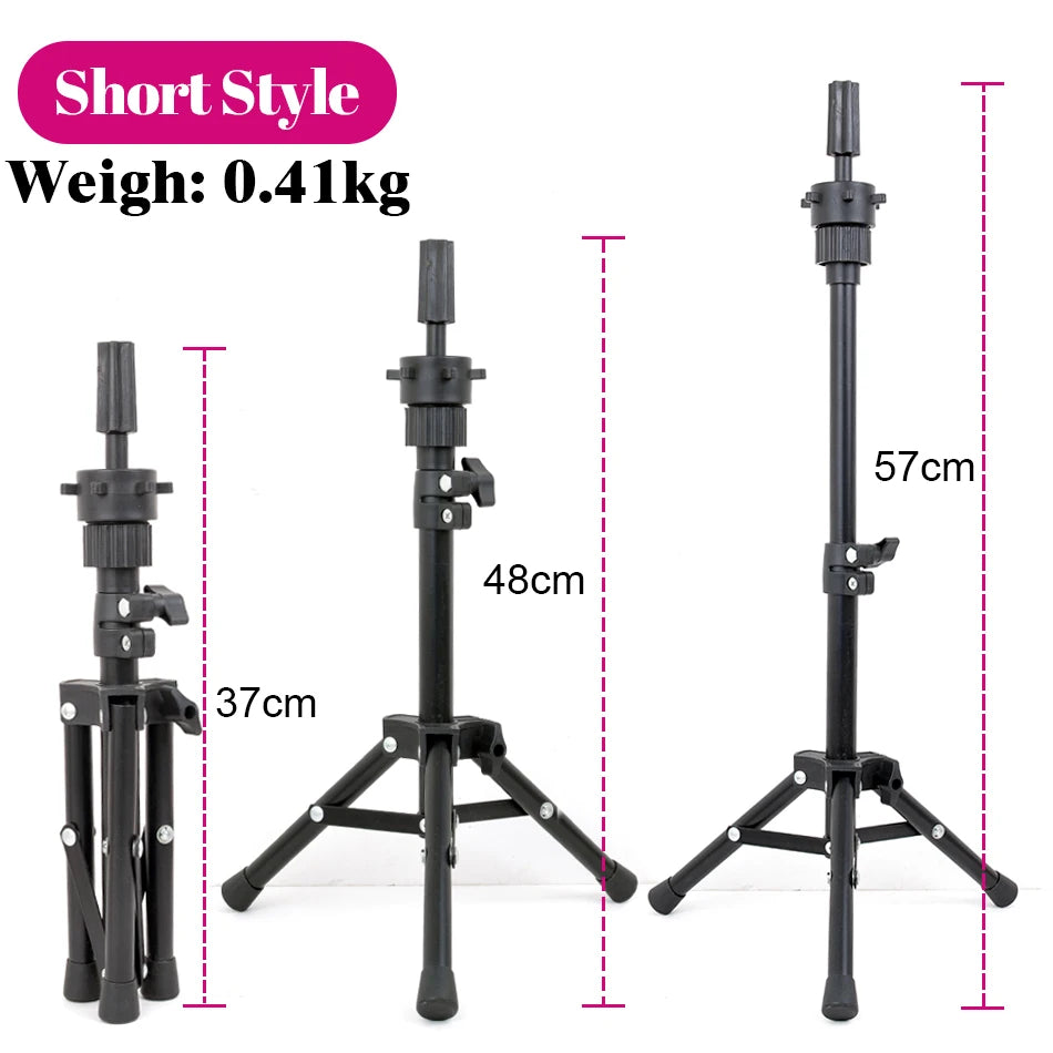 Mannequin Head Wig Stand With Adjustable Wig Tripod Stand Holder For Wigs Making Display With T Pins/Wig Cap Training Practice