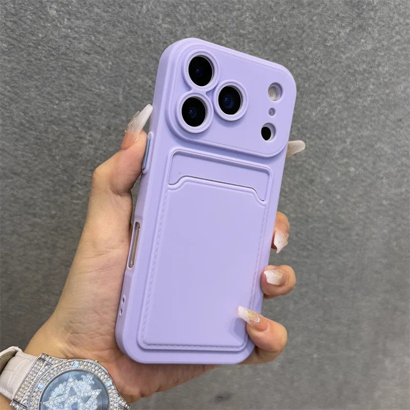 Luxury Soft Silicone Wallet Case For iPhone 17 16 15 14 Plus 13 12  Pro Max XR XS Shockproof Card Holder Slot Cover