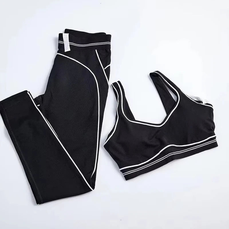 Women 2 Pieces Sports Set Seamless Tank Top High Waist Scrunch Seamless Shorts Sport Suit Workout Yoga Exercise Athletic Outfit
