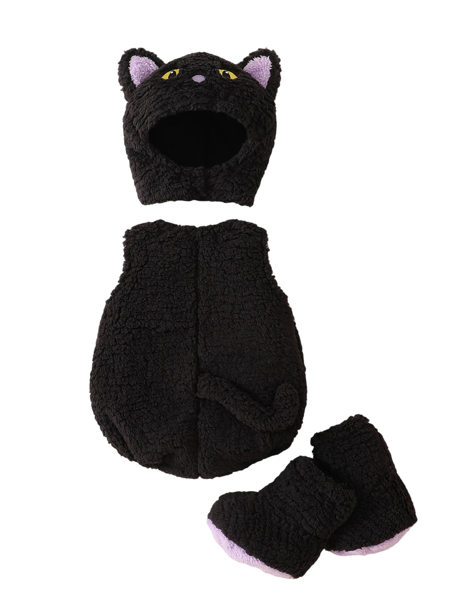 Baby Girl Boy Halloween Costumes Newborn Halloween Costume Plush Sleeveless Romper Hat Shoes Cute Unisex Baby Cosplay Outfit