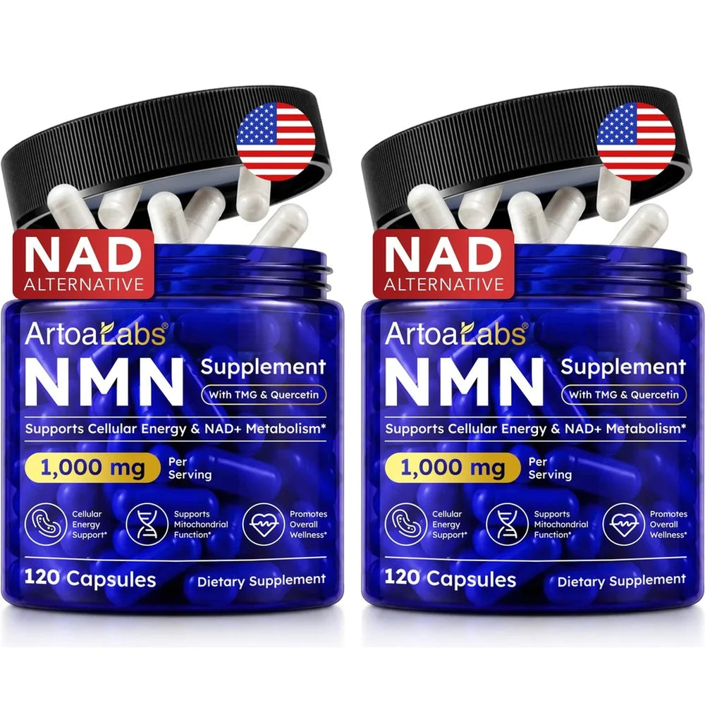 ArtoaLabs NMN Capsules 1000mg with TMG & Quercetin Supports Anti Aging, DNA Repair, NAD+ Metabolism, Cellular Energy | 120 Count