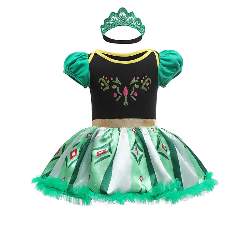 Baby Girls Belle Princess Outfit Anna Elsa Infant Baby Dress Kids Romper Witch Halloween Cosplay Clothes Birthday Costume Dress