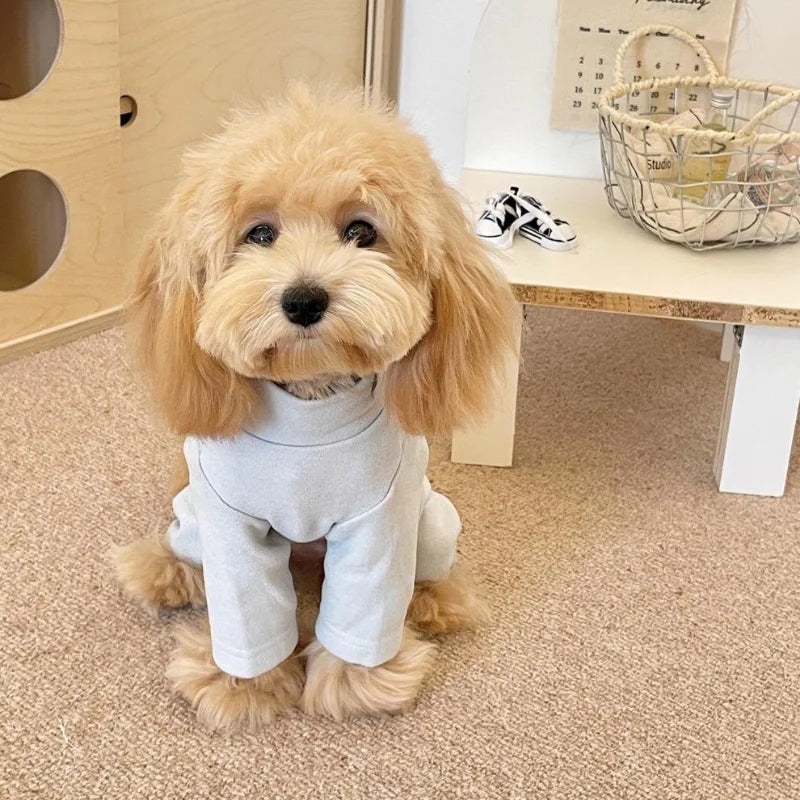 Elastic Pet Jumpsuit Four Legged Pants For Small Medium Dogs Cream Color Cozy Home Base Shirt Winter Warm Dog Clothes