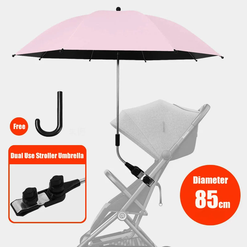 Clip-on Universal Baby Parasol 85cm Diameter 2 in 1 Baby Stroller Umbrella For Sun Shade Rain-proof Baby Stroller Accessories