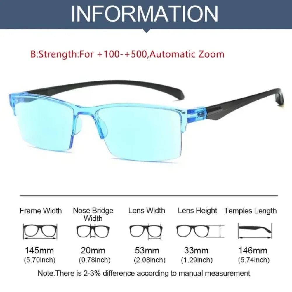 New Smart Automatic Zoom Reading Glasses Rimless Ultralight Anti Blue-ray Radiation Protection Spectacle Computer Goggles Unisex