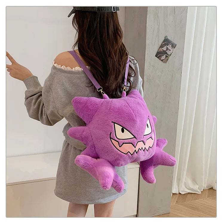 Japanese Style Plush Shoulder Bag Raichu Pikachu Eevee Psyduck Gengar Design Crossbody Backpack for Student Daily Outfit Gift