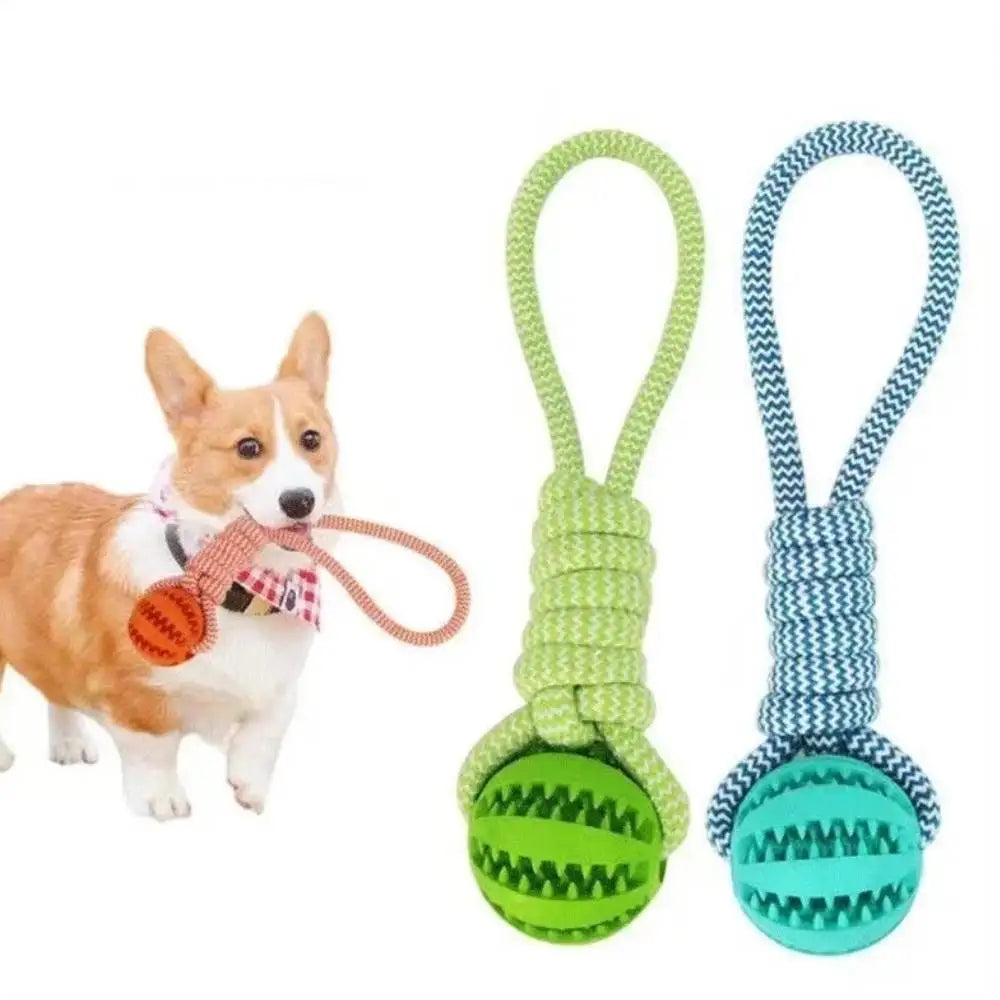 Pet Toy for Dogs, Durable Cotton Rope Hand-Held Treat-Dispensing Ball, Teeth-Cleaning and Training Interactive Puzzle Toy Ball