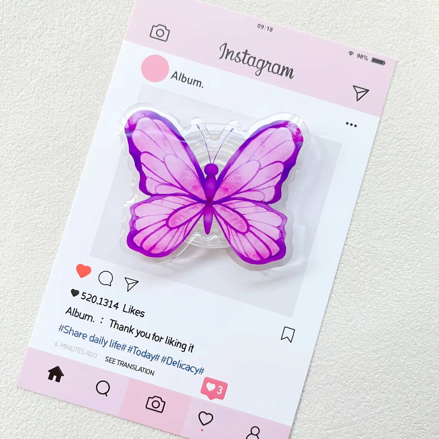 Cute Butterfly Phone Grip Griptok Holder Ring For iPhone 16 15 Universal Lovely Bowknot Phone Stand Bracket Poppings Socket