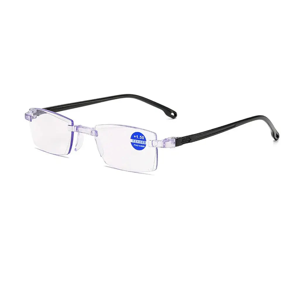 1 Pair New Men Women Rimless Reading Glasses Anti Blue Light Bifocal Far Near Magnification Eyewear Presbyopic Glasses +150 +200