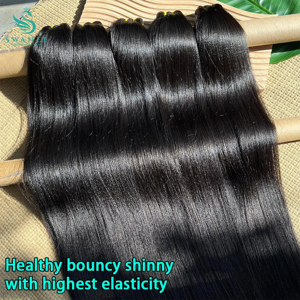 15A Light Yaki Straight Human Hair Bundles #1B Natural Color Sew In Weaves Kinky Straight Bundles Vietnamesen Hair Extension