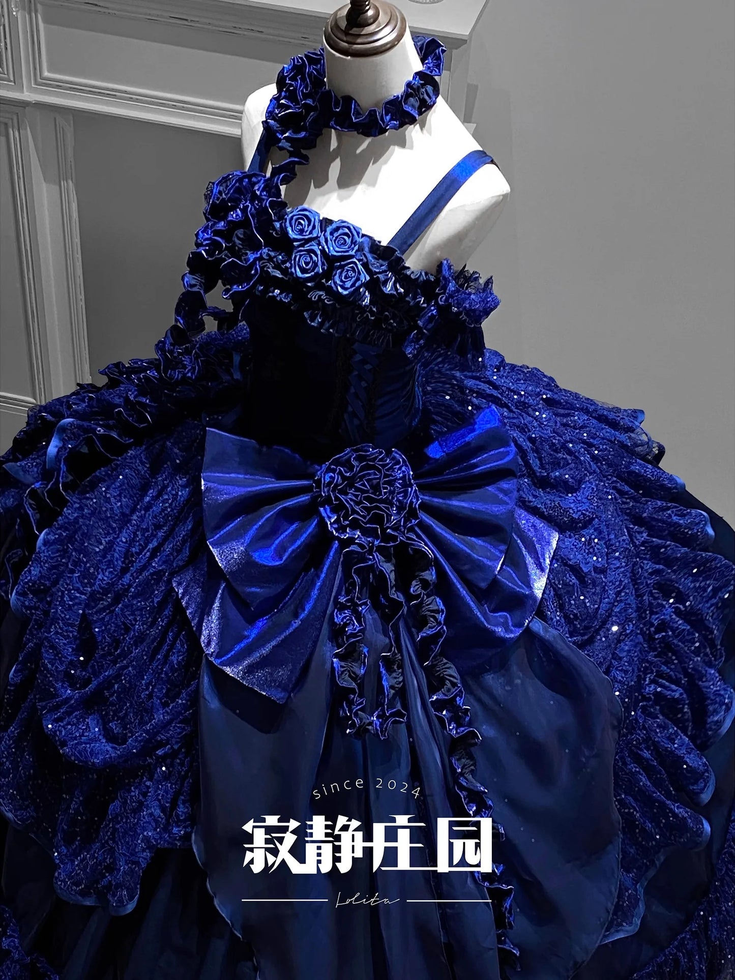 Original Burgundy Fish Bone Flower Wedding Dress Lolita Girl Women's Fairy Lace Bow Slim Maxi Long Party Birthday Dresses