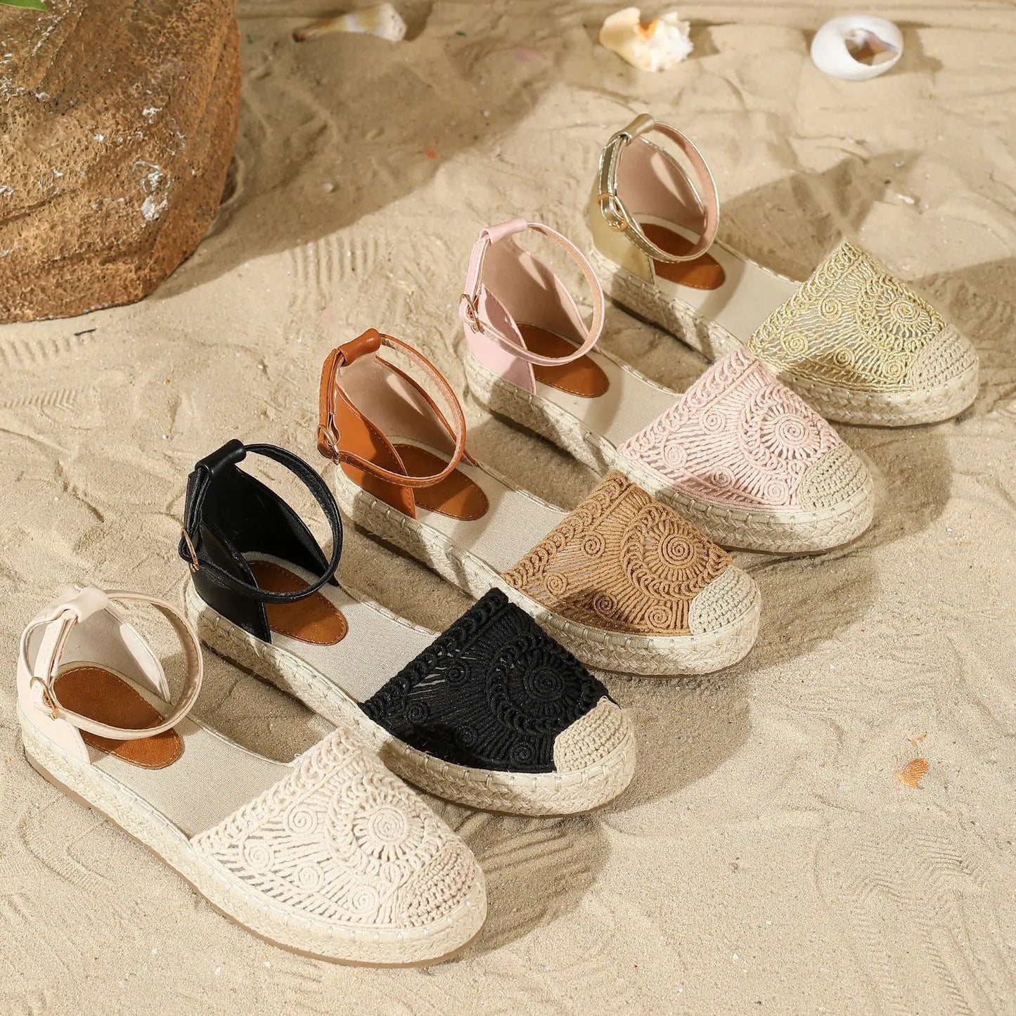 New 2026 Summer Women's Vintage Flats Hemp Rope Bottom Sandals Comfortable Sandals Women's Fisherman Sandals Sandalias De Mujer