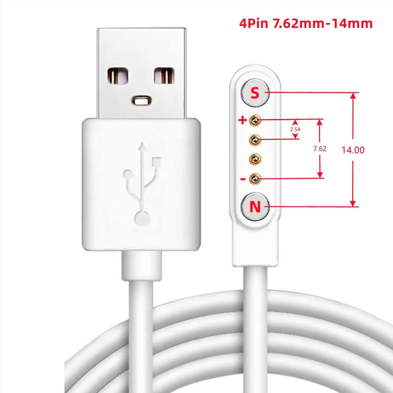 Smart Watch Magnetic USB Charger 2pin 4pin Charging Cable Line Cord Power Adapter Long Wire For Smartwatch Juicer Beauty Devices