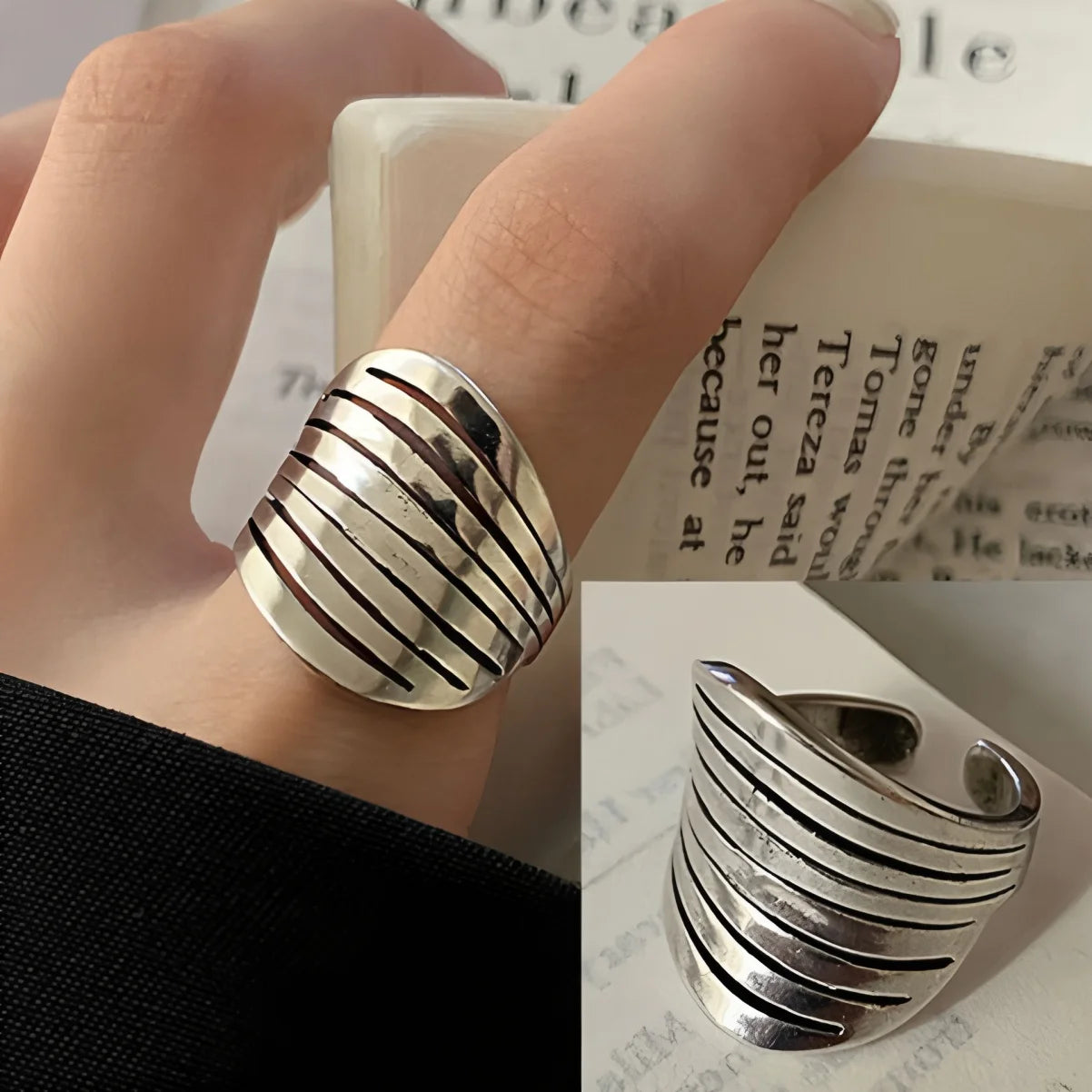 VENTFILLE 925 Sterling Silver Geometric Line Cross Wrap Open Ring For Women Gift Irregular Punk Adjustable Jewelry Dropshipping