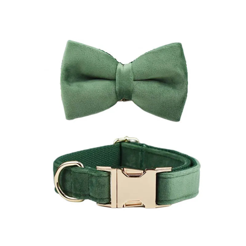 Forest Green Velvet Dog Collar And Leash Set For Dogs Custom Engraved Nameplate Pet Supplies Dog Leash Velvet 39