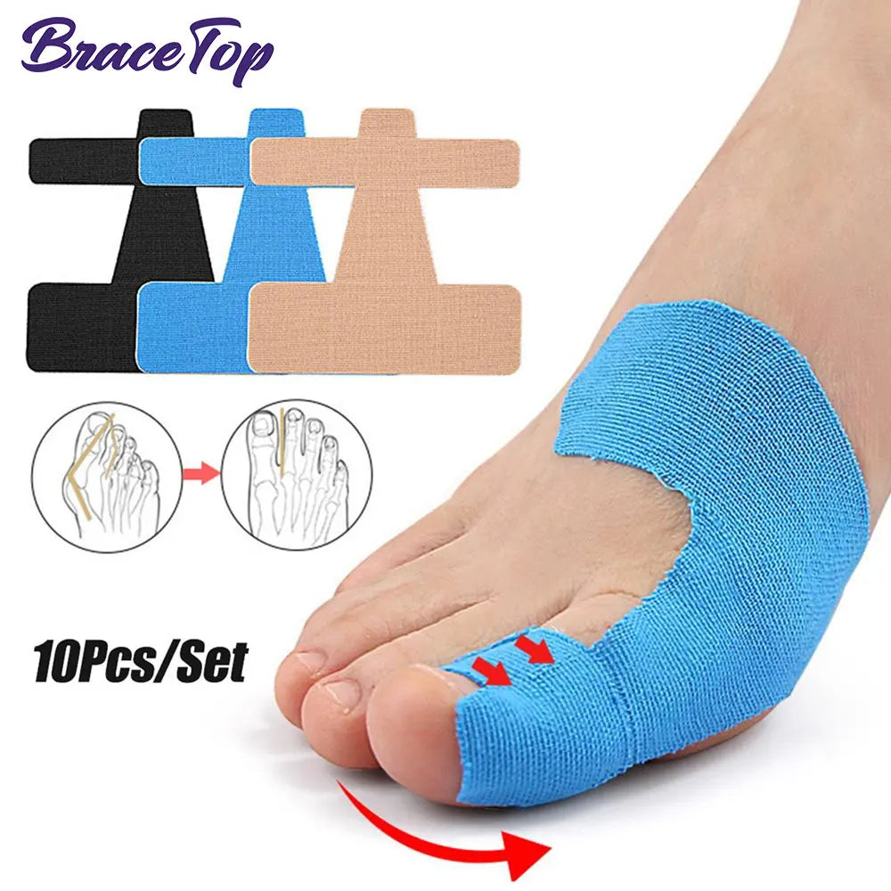 10PCS Bunion Corrector & Pain Relief Kinesiology Athletic Tape,For Bunions & Turf Toe,Big Toe Spacer/Separator/Straightener Tape