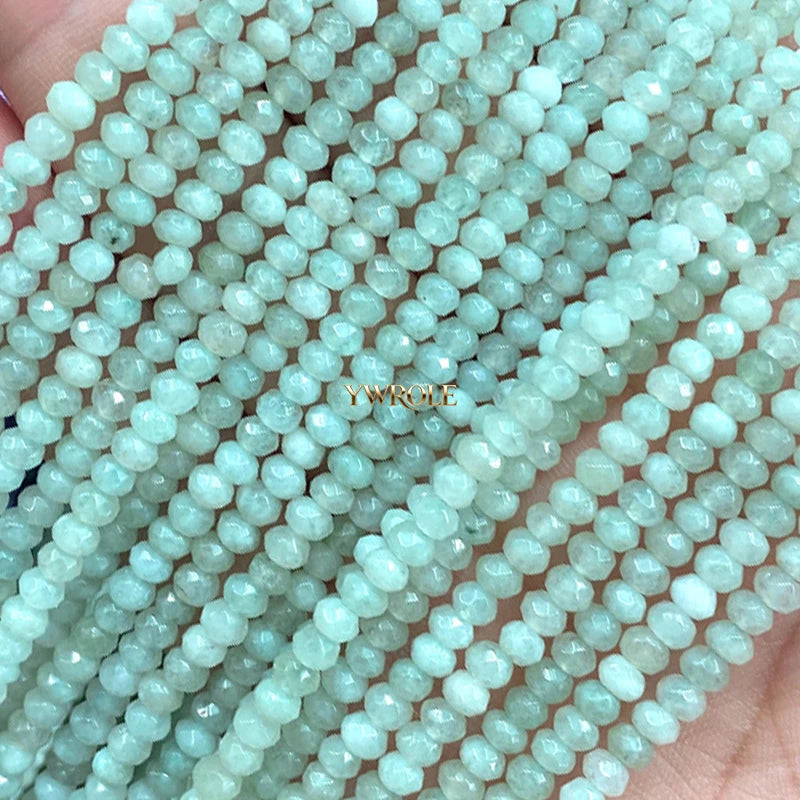 3x4mm Rondelle Faceted Natural Stone Chalcedony Tourmaline Color Loose Spacer Beads for Jewelry Making Diy Bracelet Accessories
