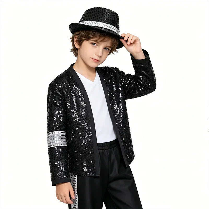 Adult Kid 80s 90s Pop Star Jackson Cosplay Outfit Hip Hop Dance Matching Family Costume for Halloween Carnival Stage Performance